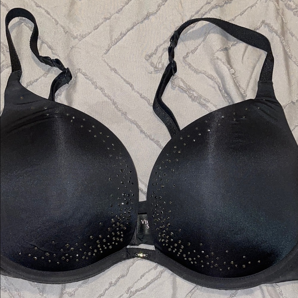 Victoria's Secret Black Rhinestone Bra Full Coverage